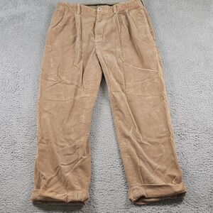 Polo Ralph Lauren Pants Mens 34x30 Brown Corduroy Pleated Casual Classic Preppy